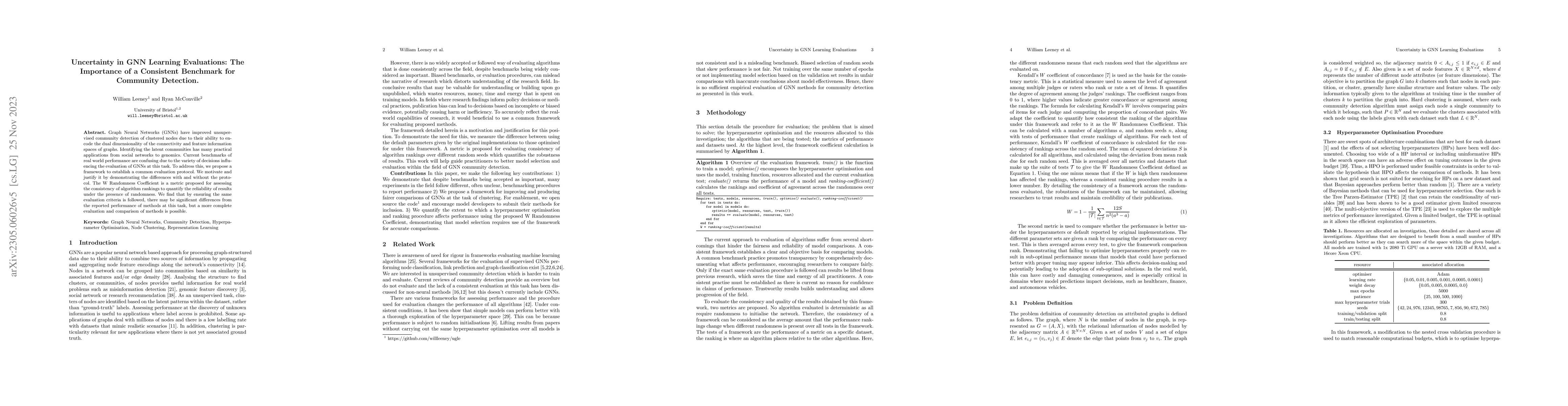 Thumbnail for Uncertainty in GNN Learning Evaluations: The Importance of a Consistent
  Benchmark for Community Detection