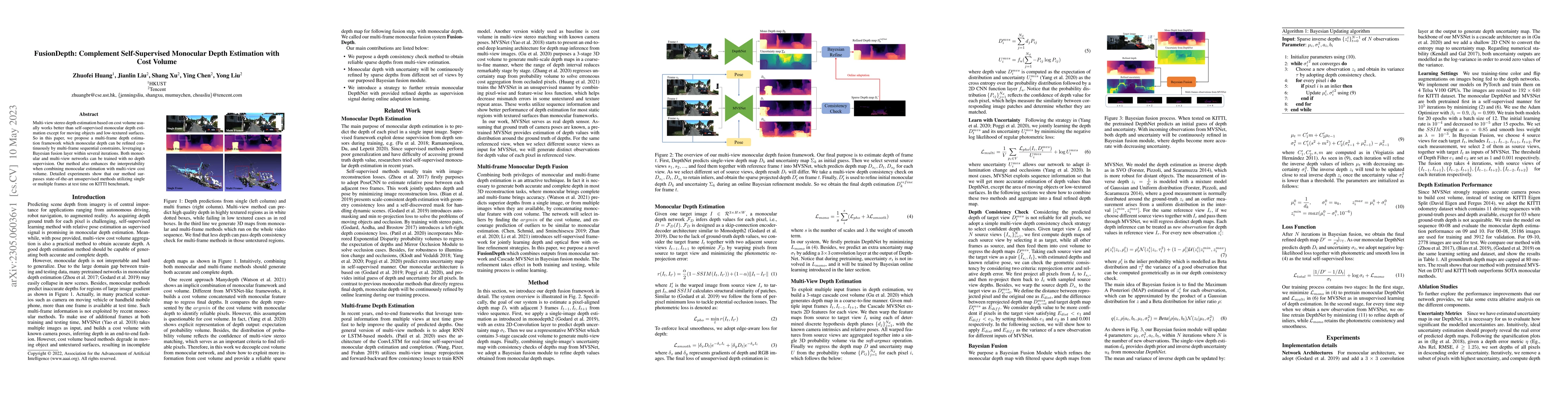 Thumbnail for FusionDepth: Complement Self-Supervised Monocular Depth Estimation with
  Cost Volume