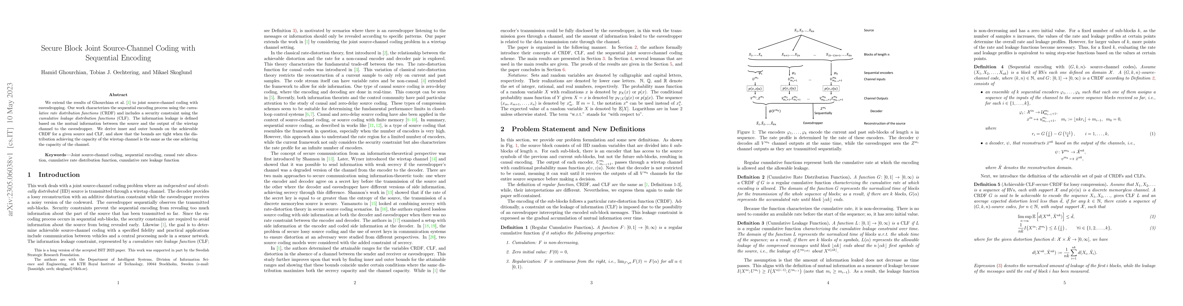 Thumbnail for Secure Block Joint Source-Channel Coding with Sequential Encoding