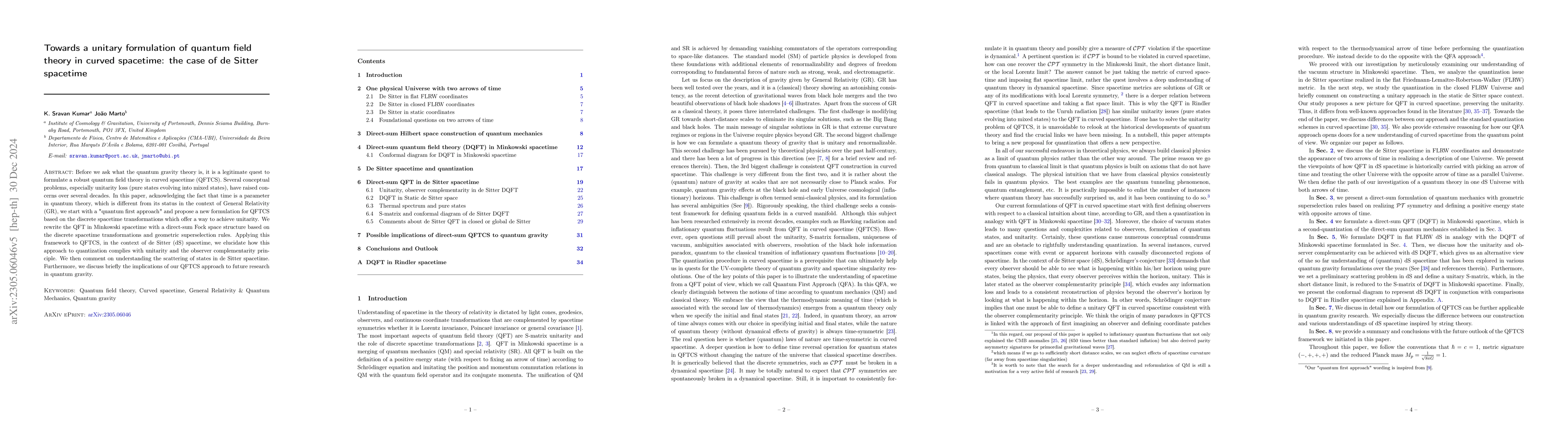 Thumbnail for Towards a unitary formulation of quantum field theory in curved
  spacetime: the case of de Sitter spacetime