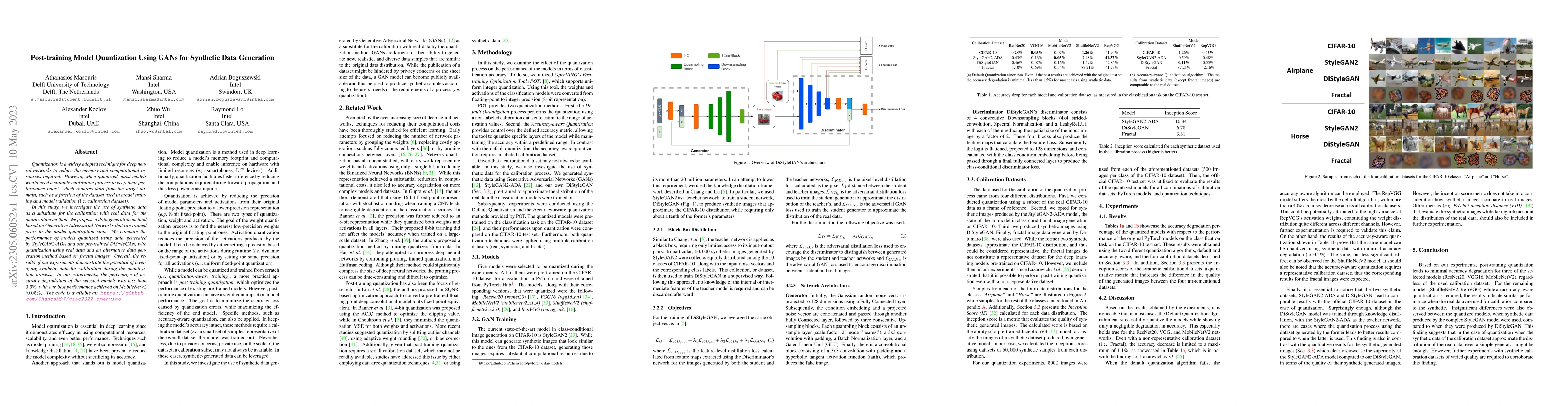 Thumbnail for Post-training Model Quantization Using GANs for Synthetic Data
  Generation