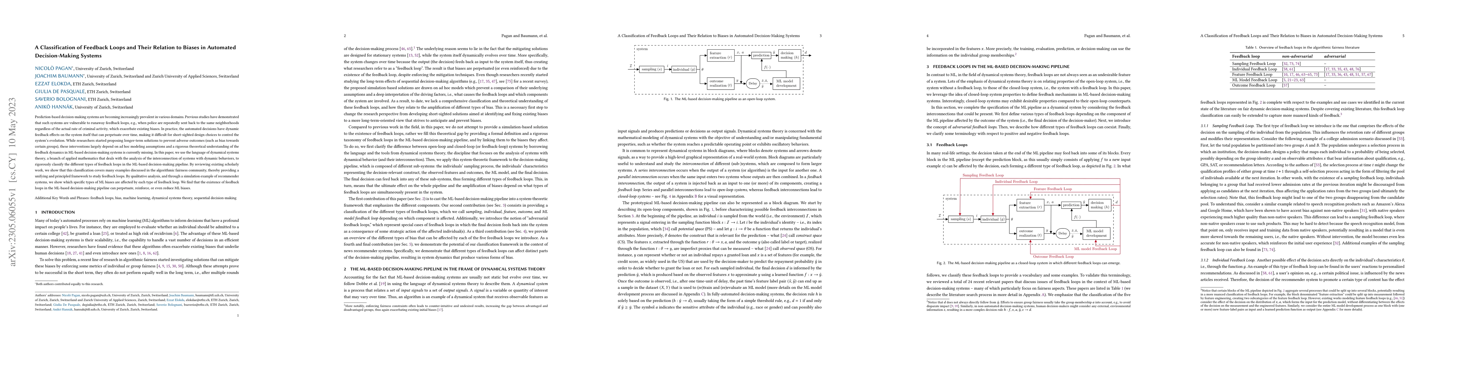 Thumbnail for A Classification of Feedback Loops and Their Relation to Biases in
  Automated Decision-Making Systems