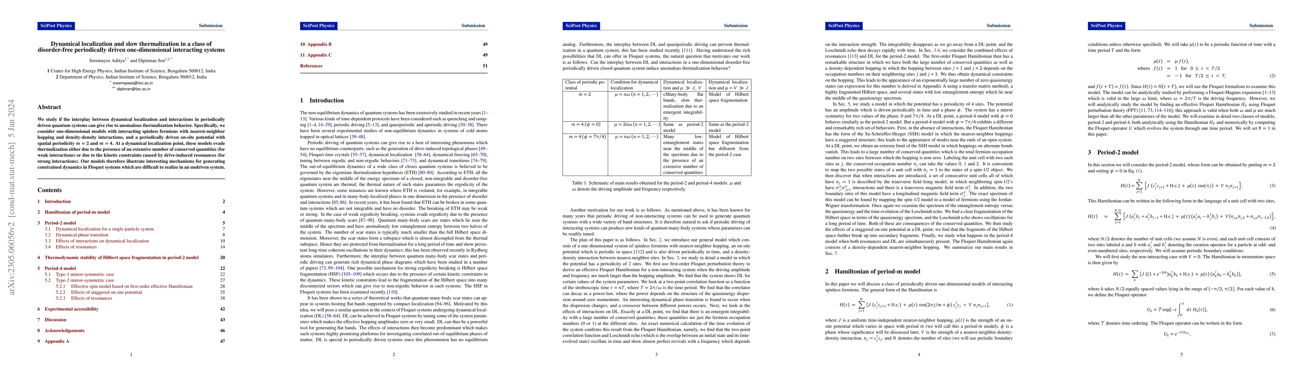 Thumbnail for Dynamical localization and slow thermalization in a class of
  disorder-free periodically driven one-dimensional interacting systems