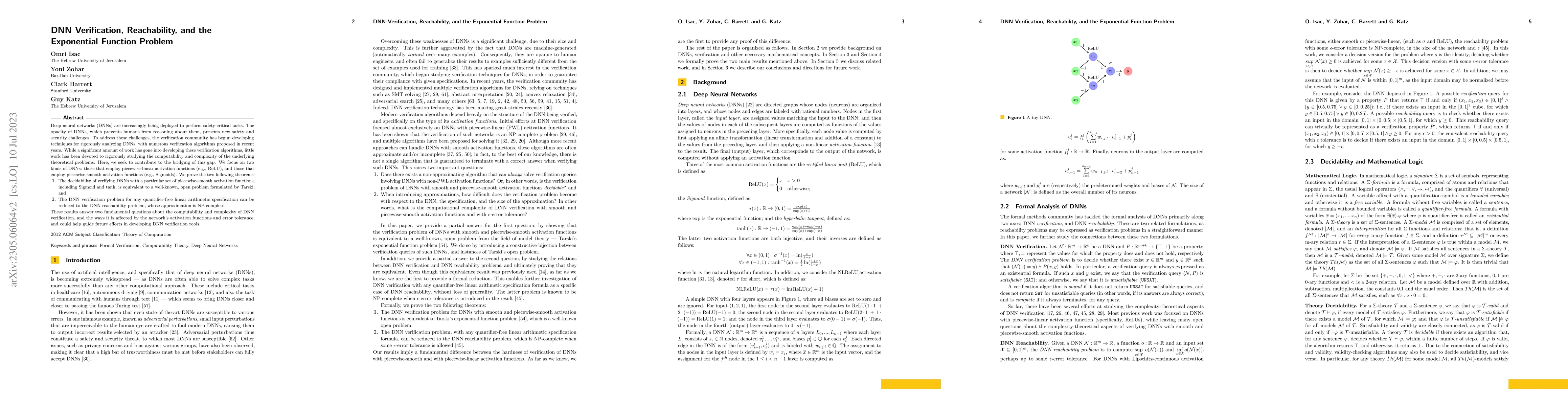 Thumbnail for DNN Verification, Reachability, and the Exponential Function Problem