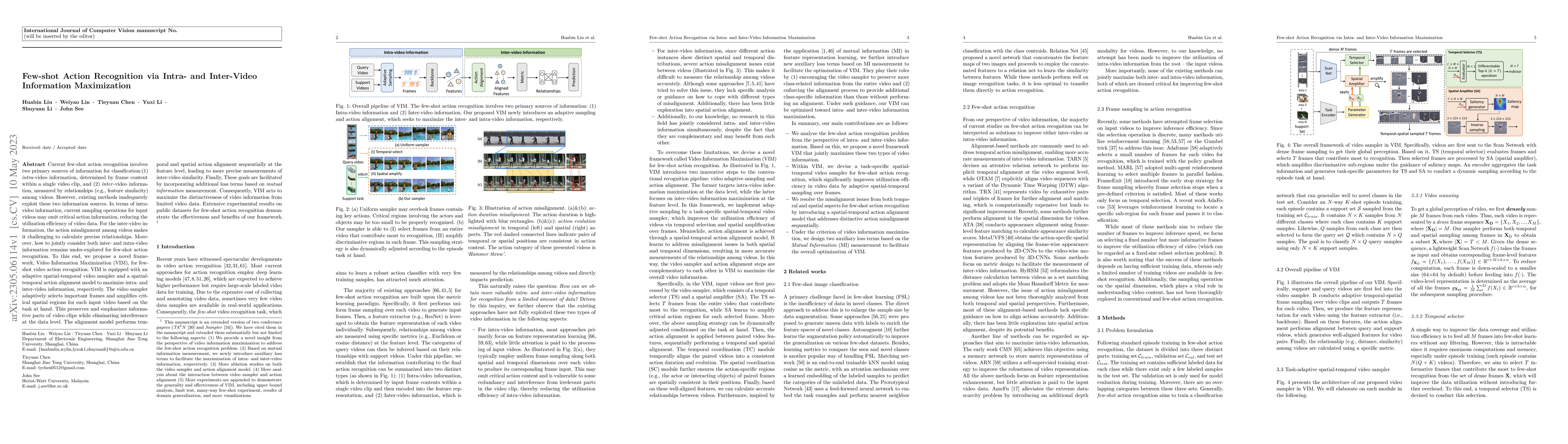 Thumbnail for Few-shot Action Recognition via Intra- and Inter-Video Information
  Maximization