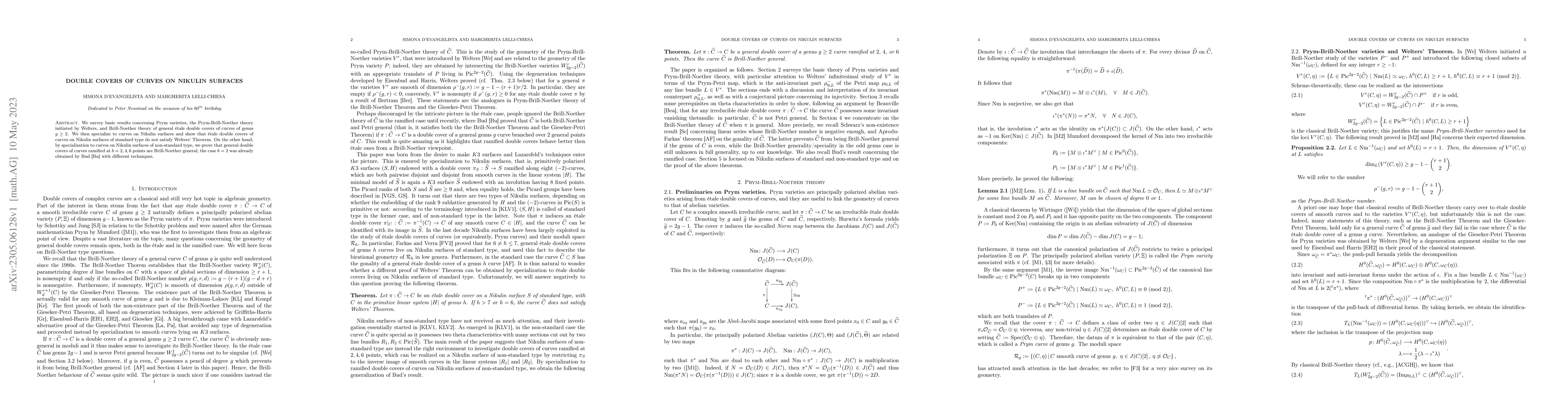 Thumbnail for Double covers of curves on Nikulin surfaces