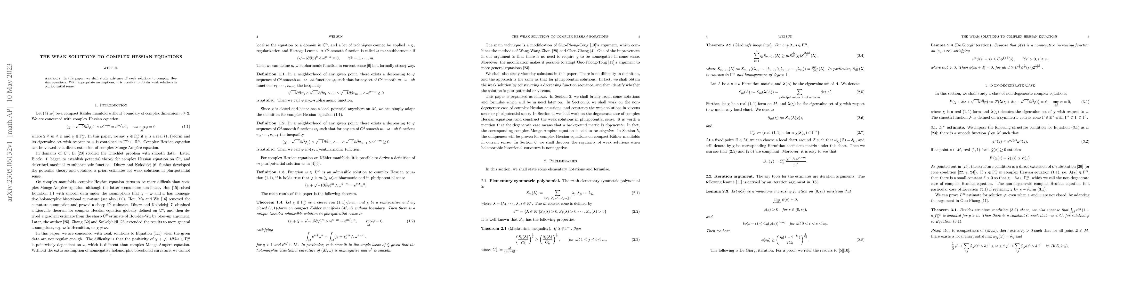 Thumbnail for The weak solutions to complex Hessian equations