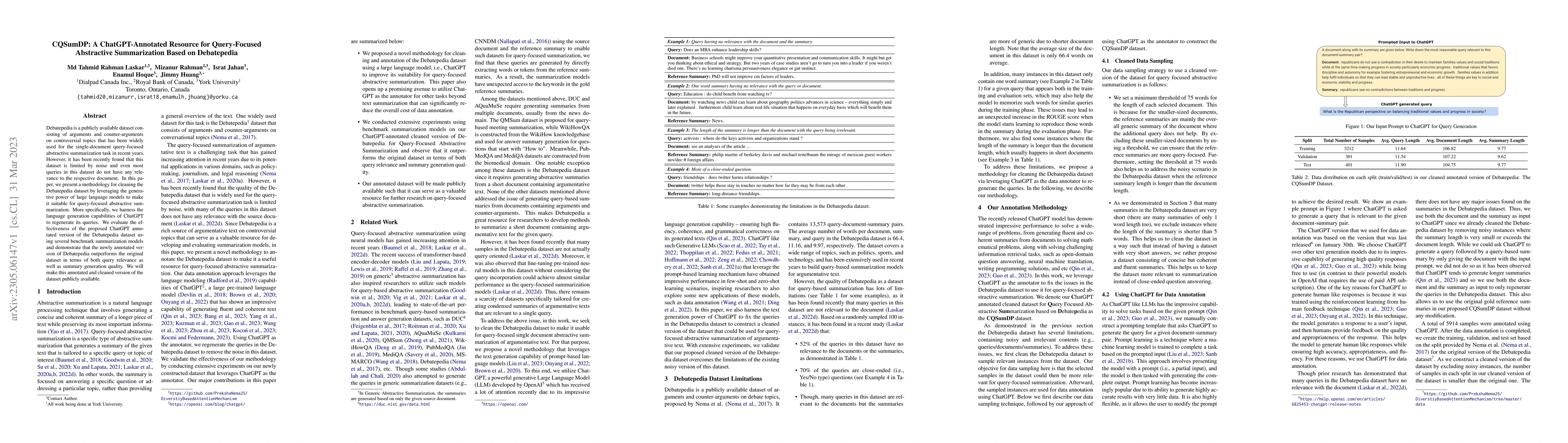 Thumbnail for CQSumDP: A ChatGPT-Annotated Resource for Query-Focused Abstractive
  Summarization Based on Debatepedia