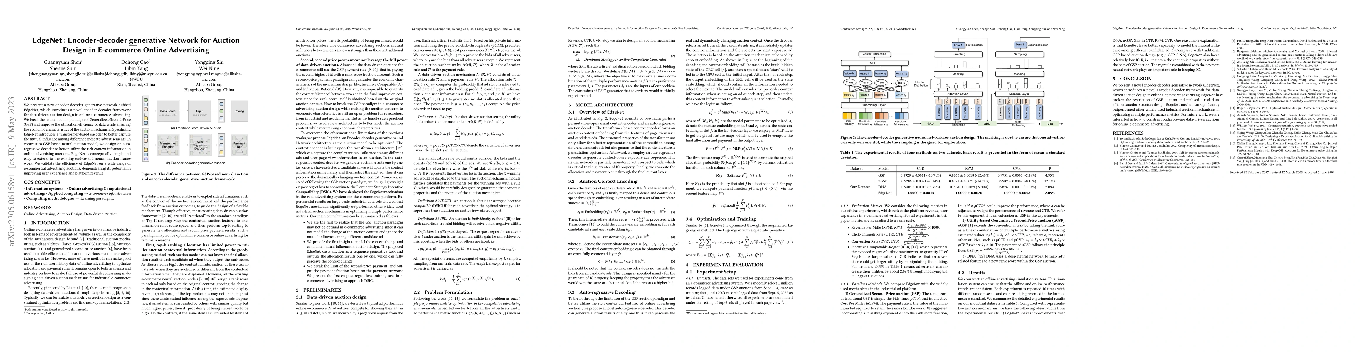 Thumbnail for EdgeNet : Encoder-decoder generative Network for Auction Design in
  E-commerce Online Advertising