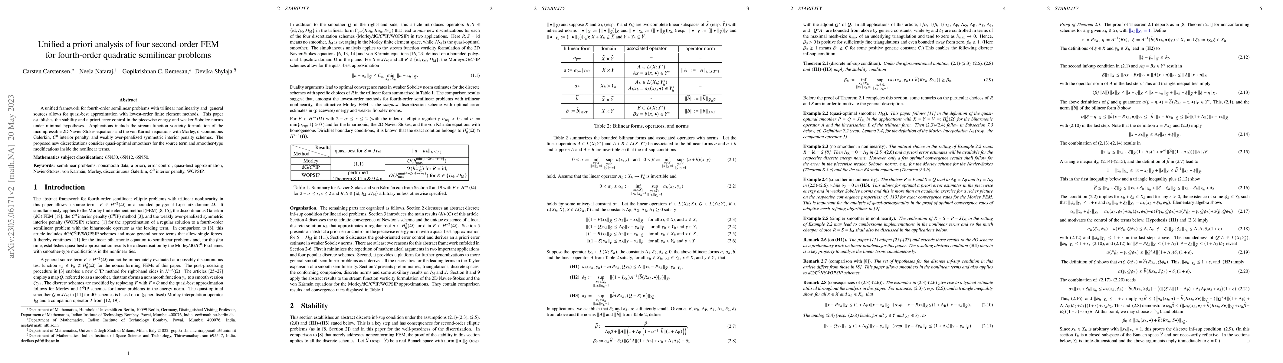 Thumbnail for Unified a priori analysis of four second-order FEM for fourth-order
  quadratic semilinear problems