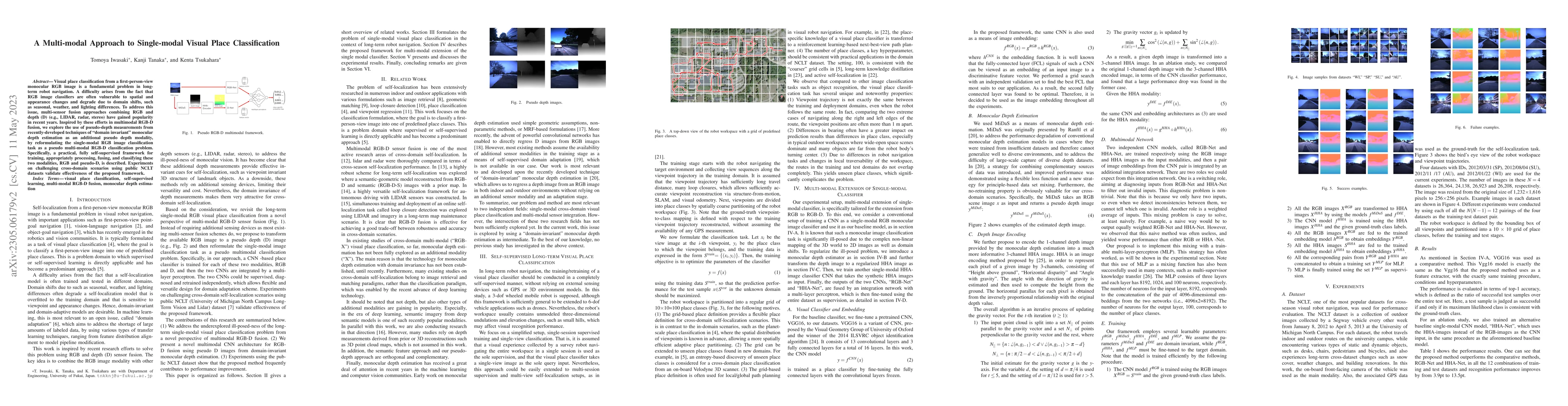 Thumbnail for A Multi-modal Approach to Single-modal Visual Place Classification