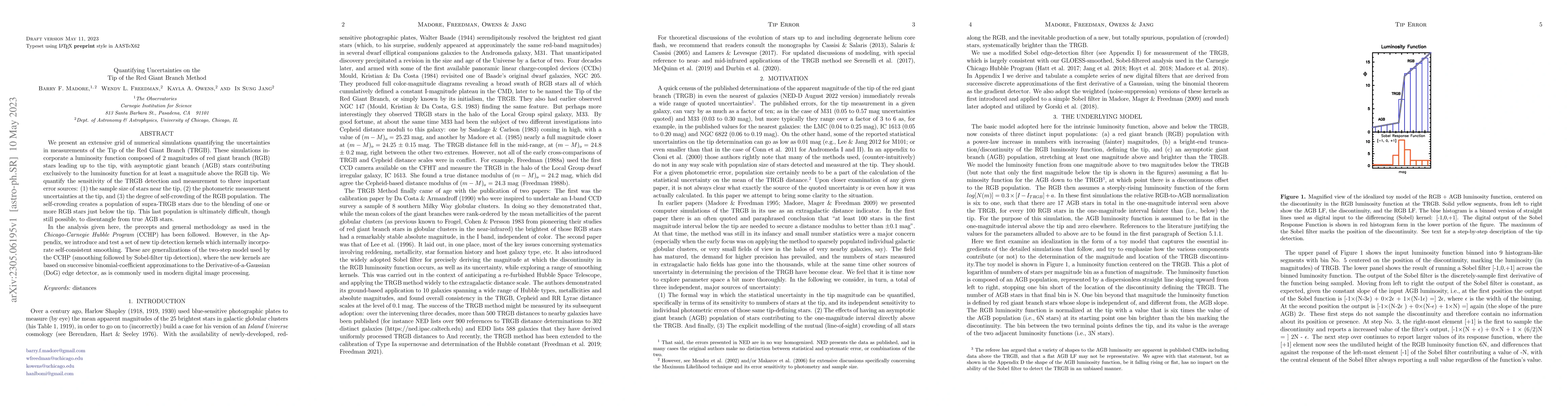 Thumbnail for Quantifying Uncertainties on the Tip of the Red Giant Branch Method