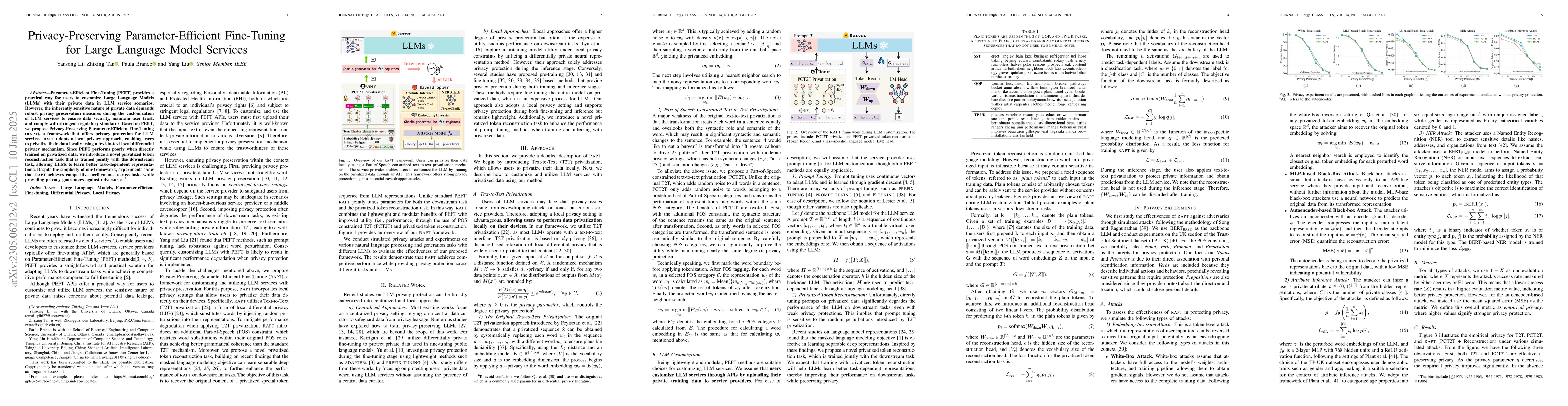 Thumbnail for Privacy-Preserving Prompt Tuning for Large Language Model Services