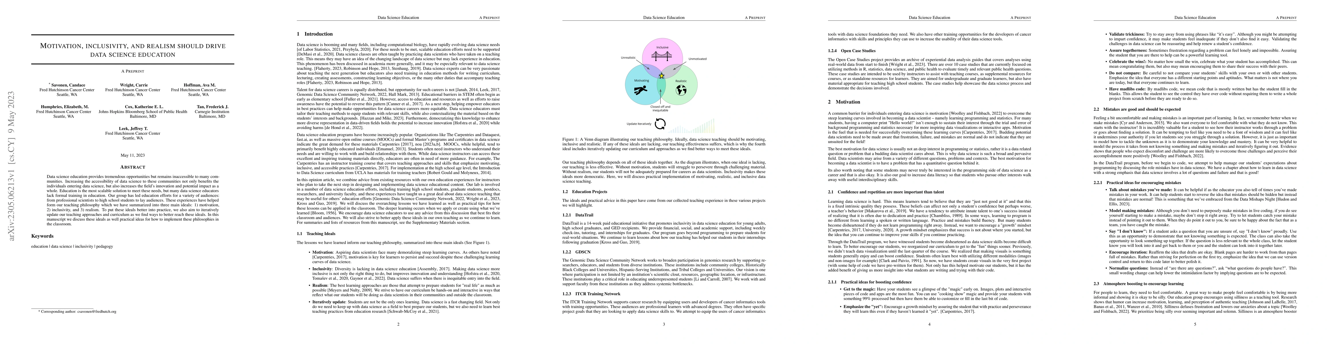Thumbnail for Motivation, inclusivity, and realism should drive data science education