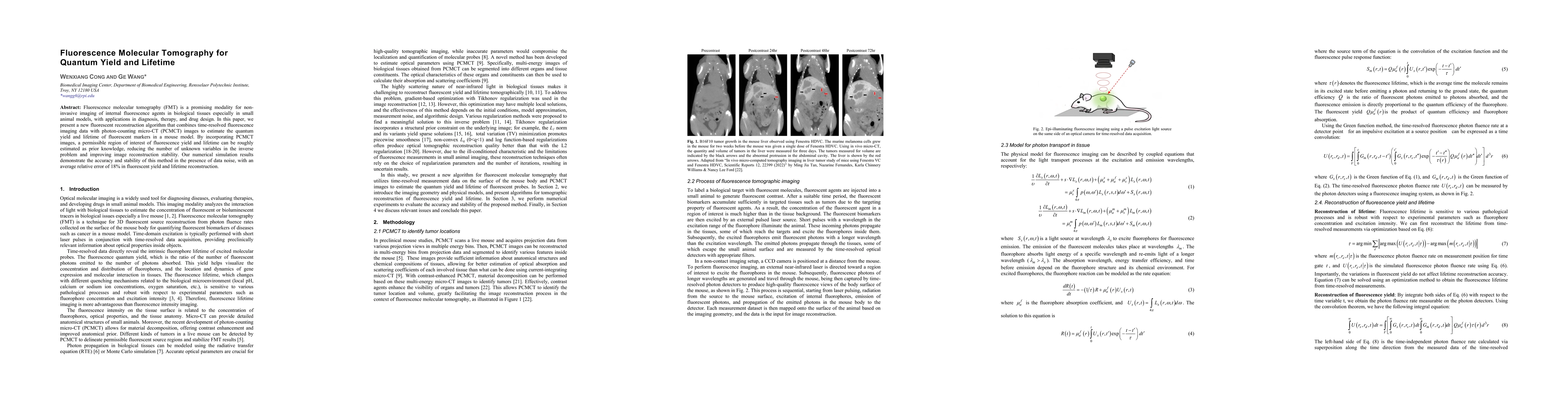 Thumbnail for Fluorescence Molecular Tomography for Quantum Yield and Lifetime