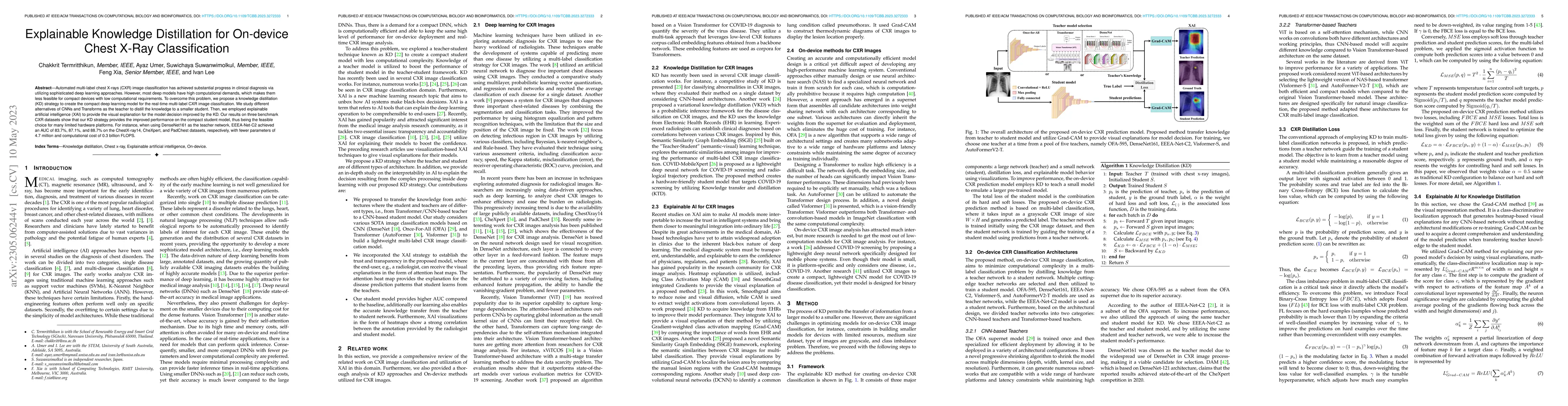 Thumbnail for Explainable Knowledge Distillation for On-device Chest X-Ray
  Classification