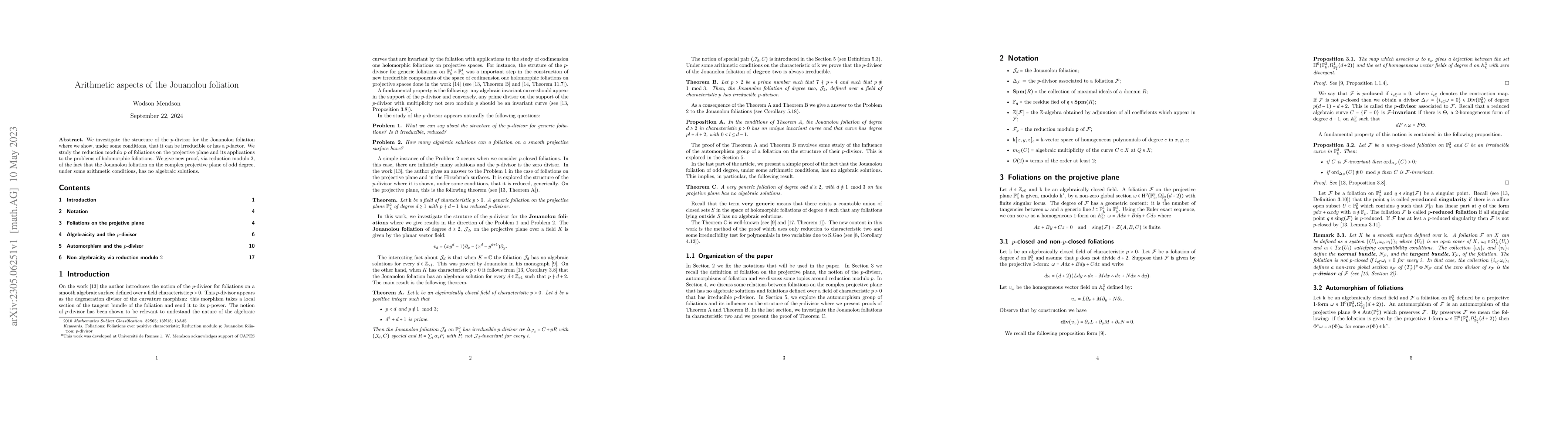 Thumbnail for Arithmetic aspects of the Jouanolou foliation