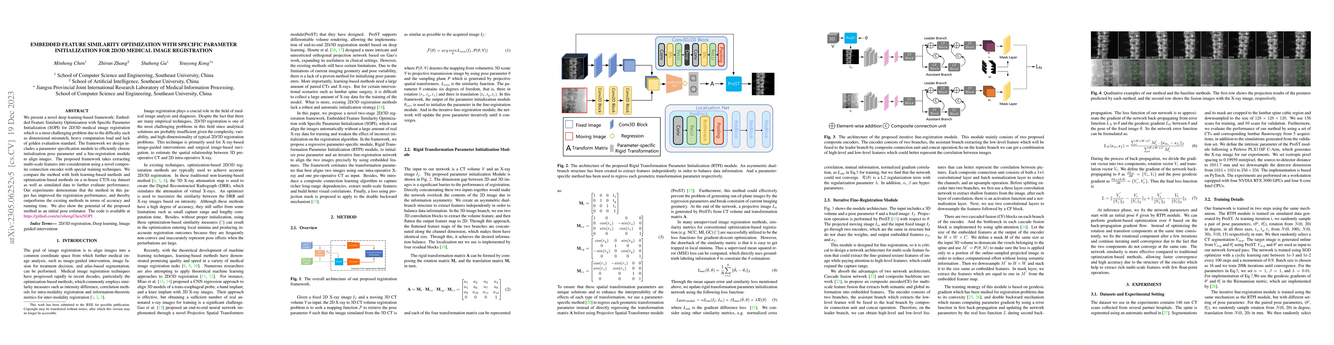 Thumbnail for Embedded Feature Similarity Optimization with Specific Parameter
  Initialization for 2D/3D Medical Image Registration