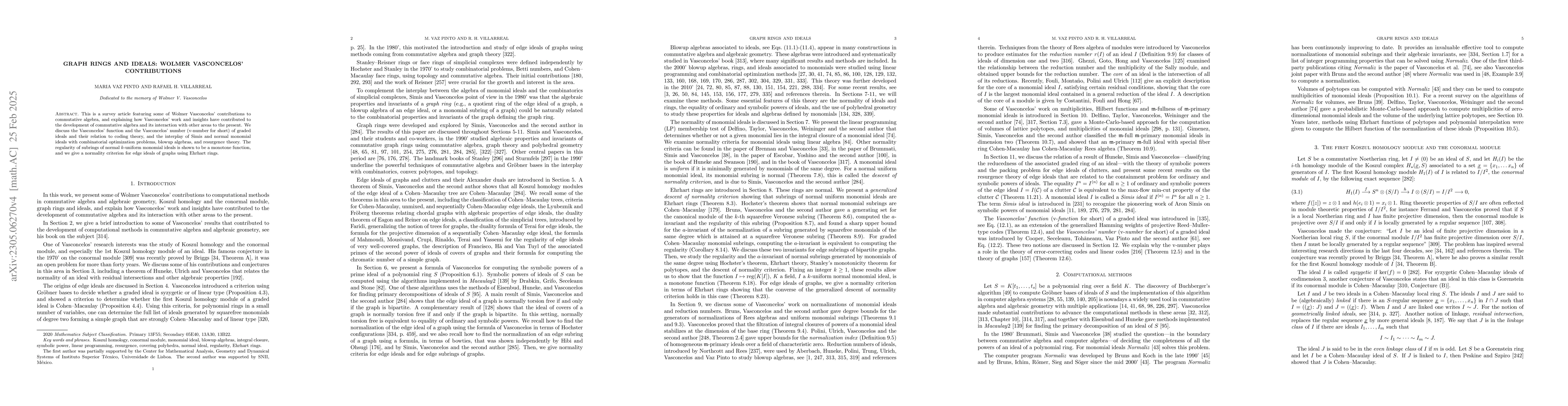 Thumbnail for Graph rings and ideals: Wolmer Vasconcelos contributions