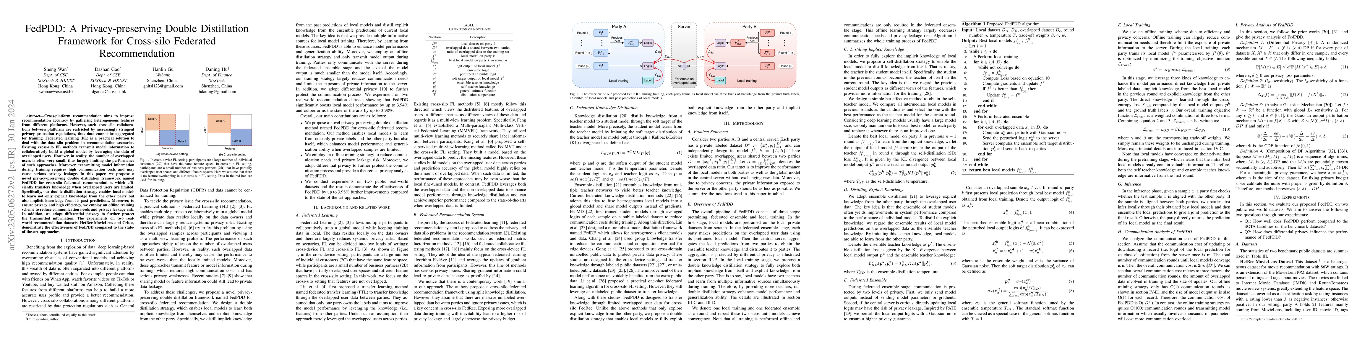 Thumbnail for FedPDD: A Privacy-preserving Double Distillation Framework for
  Cross-silo Federated Recommendation