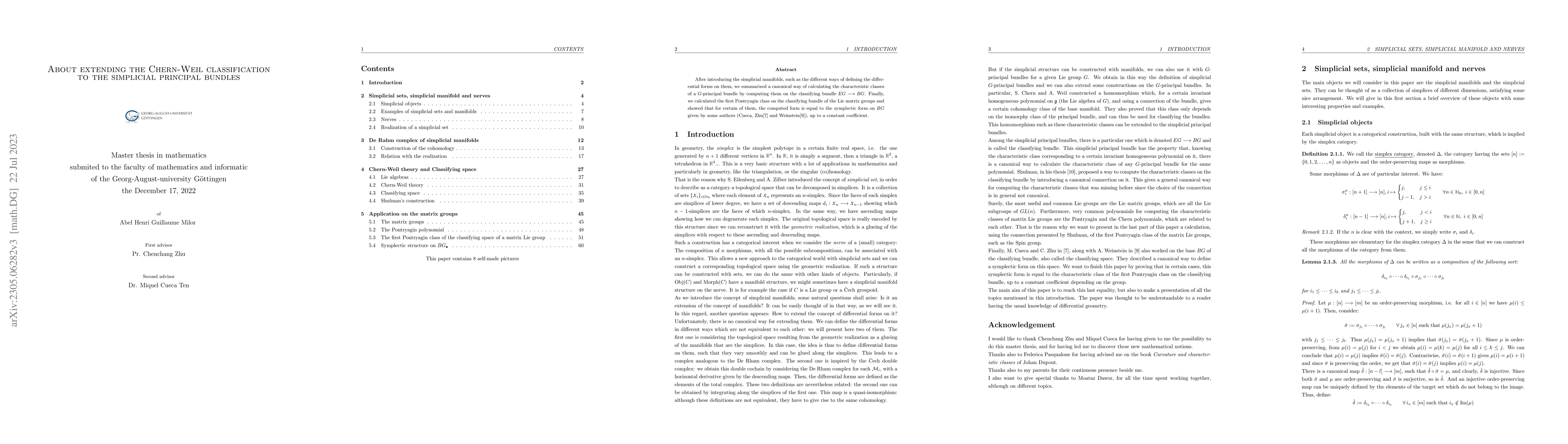 Thumbnail for About extending the Chern-Weil classification to the simplicial
  principal bundles