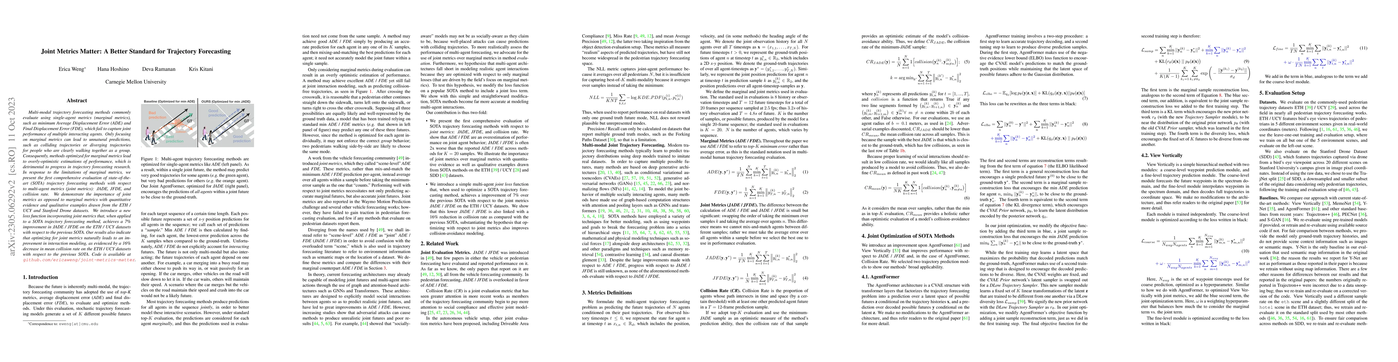 Thumbnail for Joint Metrics Matter: A Better Standard for Trajectory Forecasting