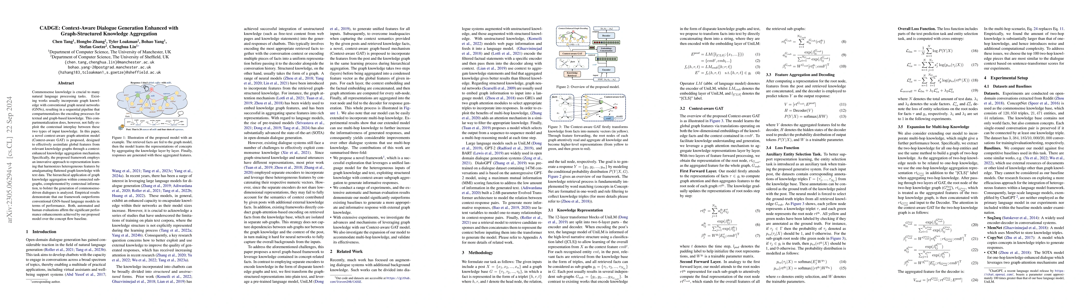Thumbnail for CADGE: Context-Aware Dialogue Generation Enhanced with Graph-Structured
  Knowledge Aggregation