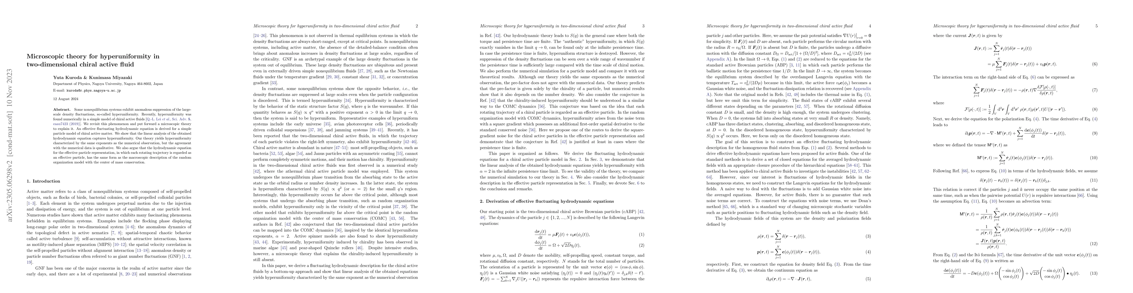 Thumbnail for Microscopic theory for hyperuniformity in two-dimensional chiral active
  fluid