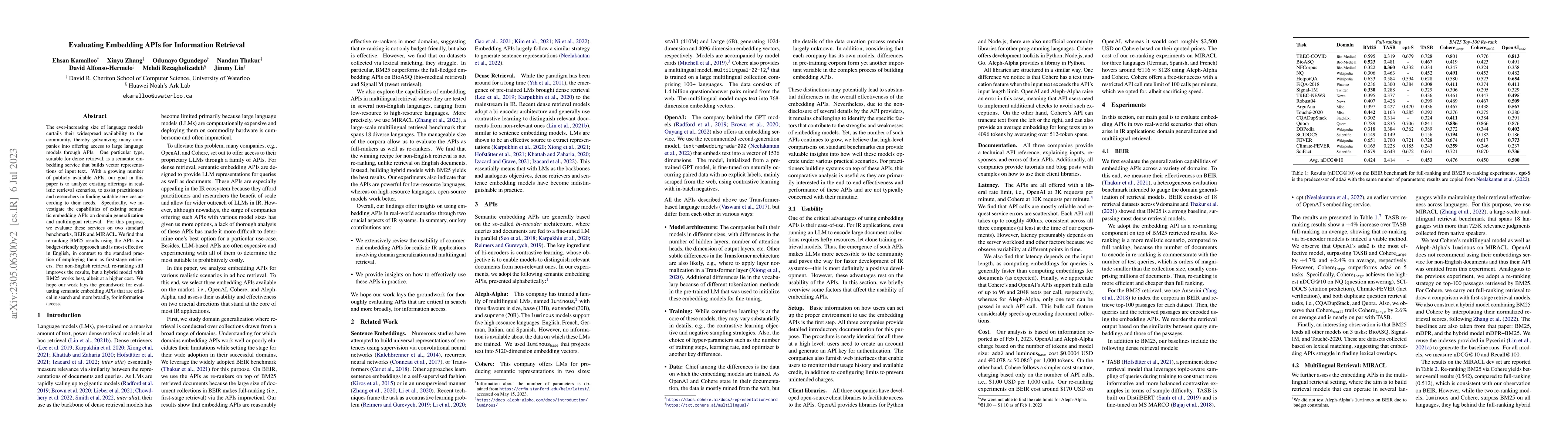 Thumbnail for Evaluating Embedding APIs for Information Retrieval