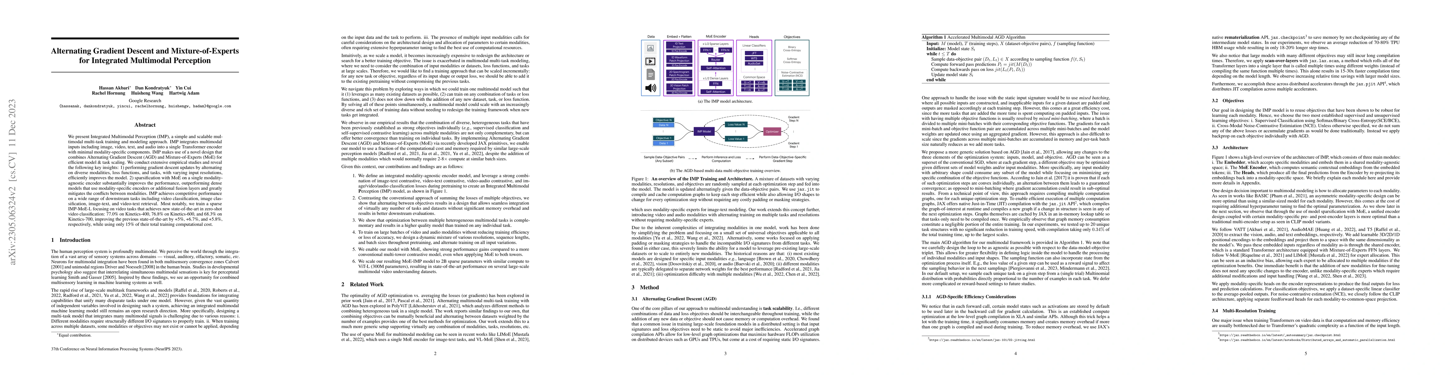 Thumbnail for Alternating Gradient Descent and Mixture-of-Experts for Integrated
  Multimodal Perception