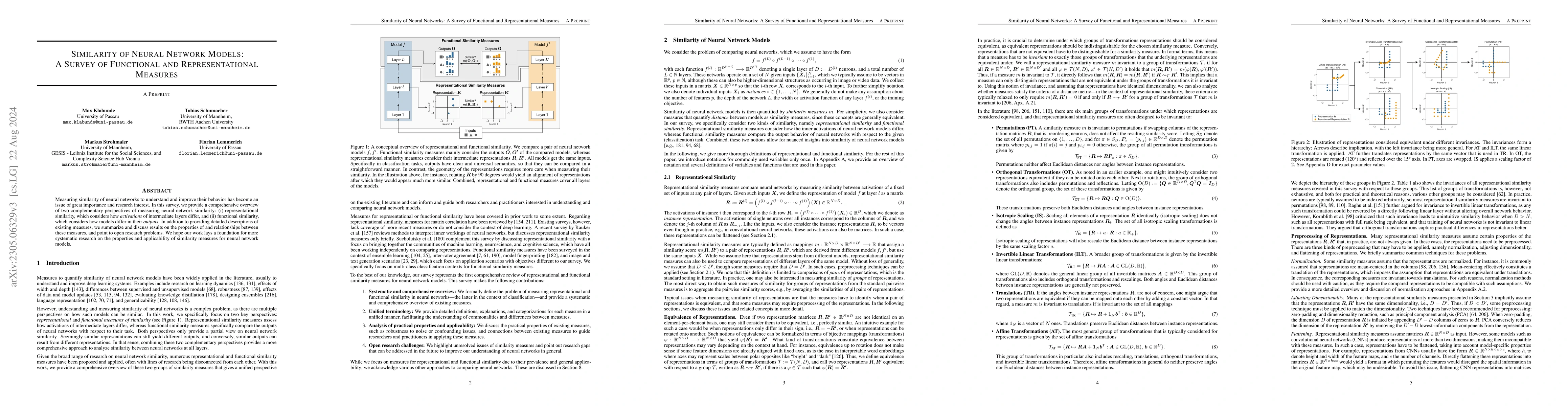 Thumbnail for Similarity of Neural Network Models: A Survey of Functional and
  Representational Measures
