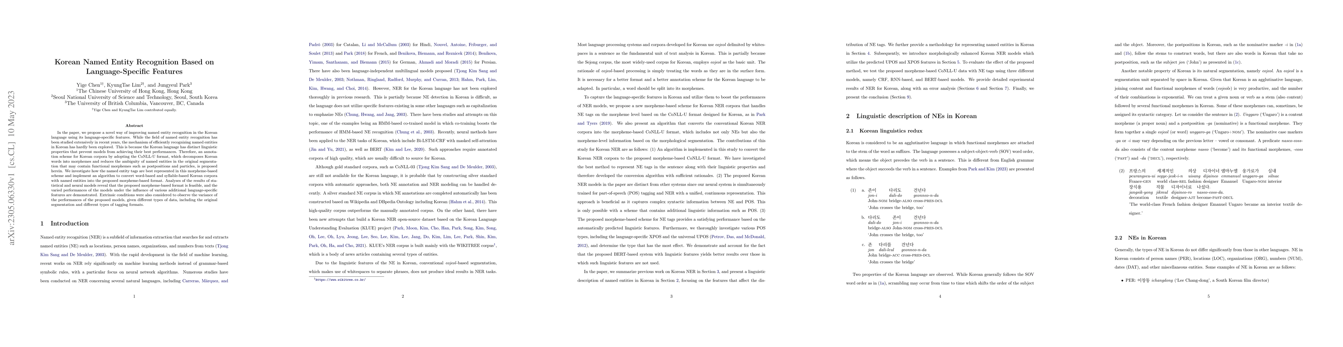 Thumbnail for Korean Named Entity Recognition Based on Language-Specific Features