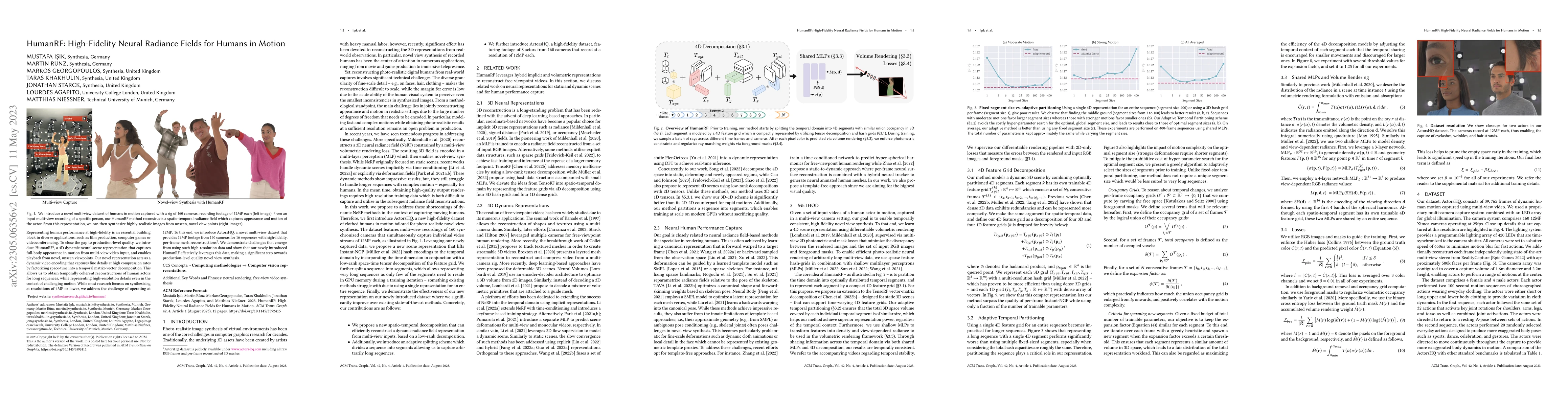 Thumbnail for HumanRF: High-Fidelity Neural Radiance Fields for Humans in Motion