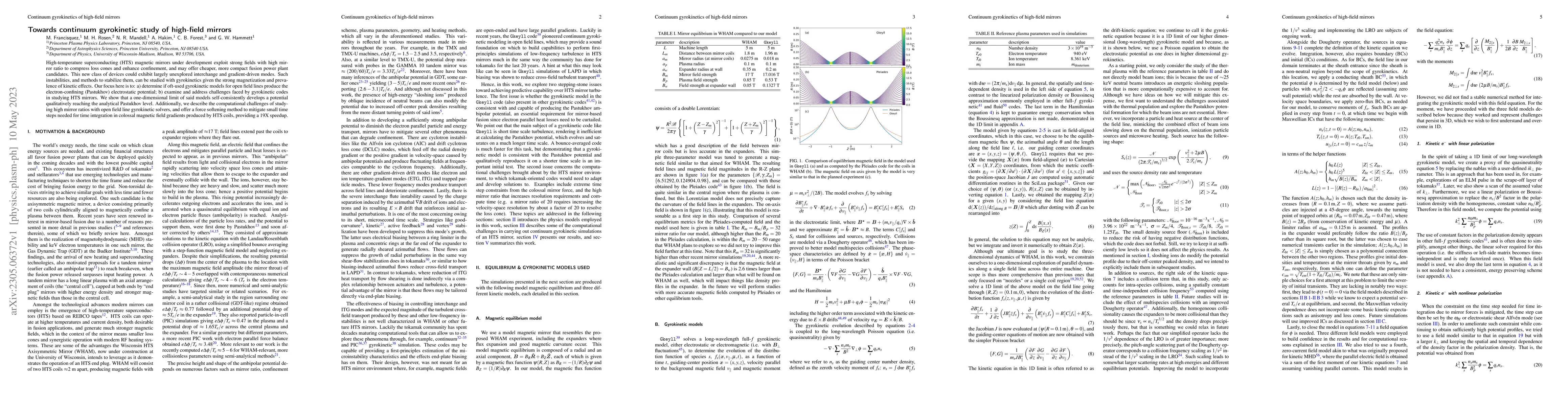 Thumbnail for Towards continuum gyrokinetic study of high-field mirrors