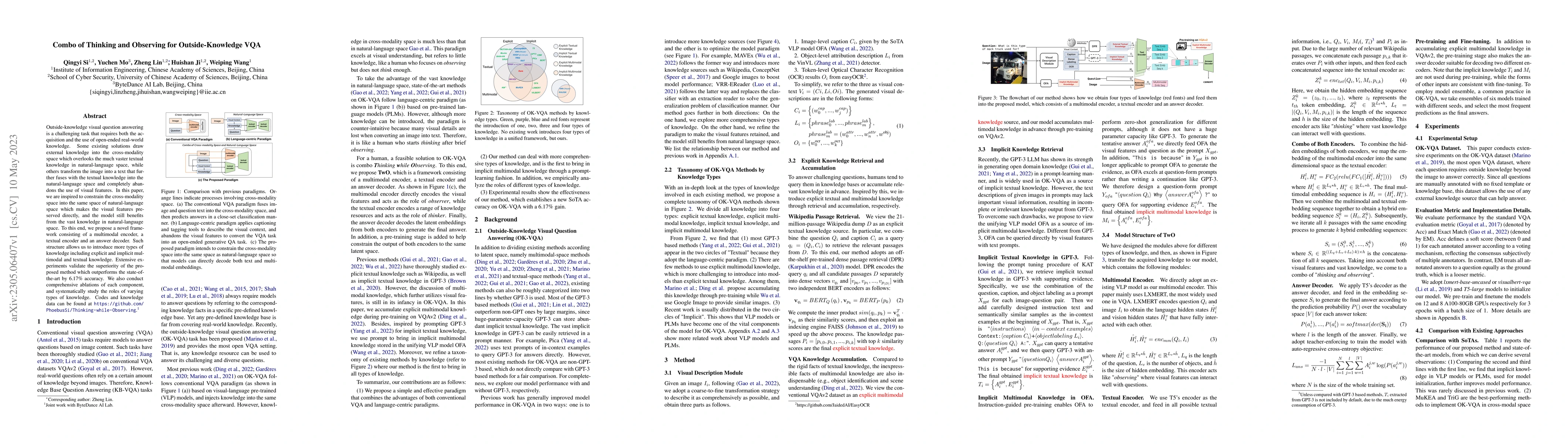 Thumbnail for Combo of Thinking and Observing for Outside-Knowledge VQA