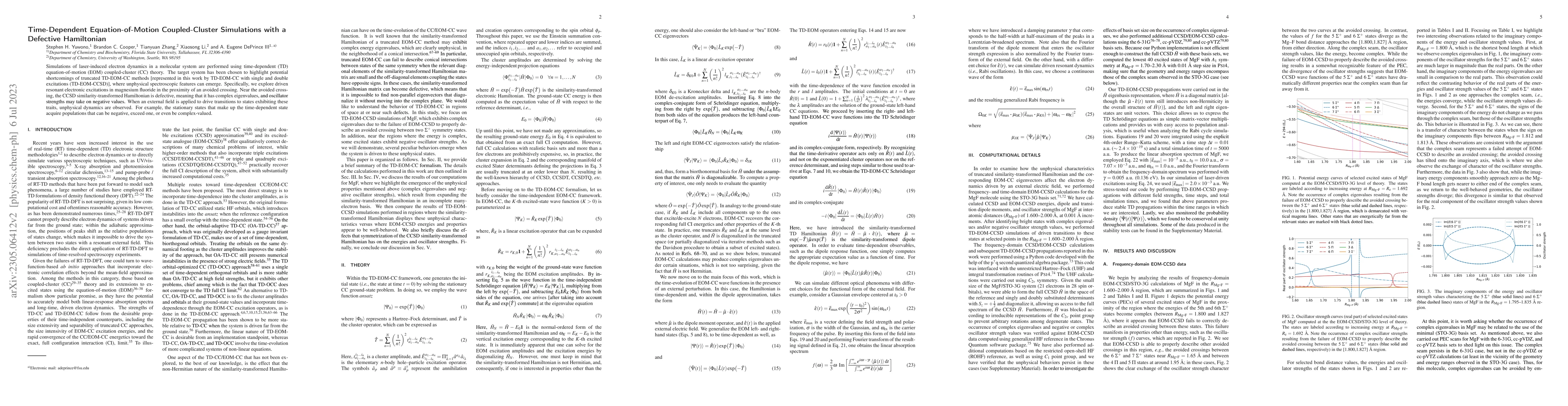 Thumbnail for Time-Dependent Equation-of-Motion Coupled-Cluster Simulations with a
  Defective Hamiltonian