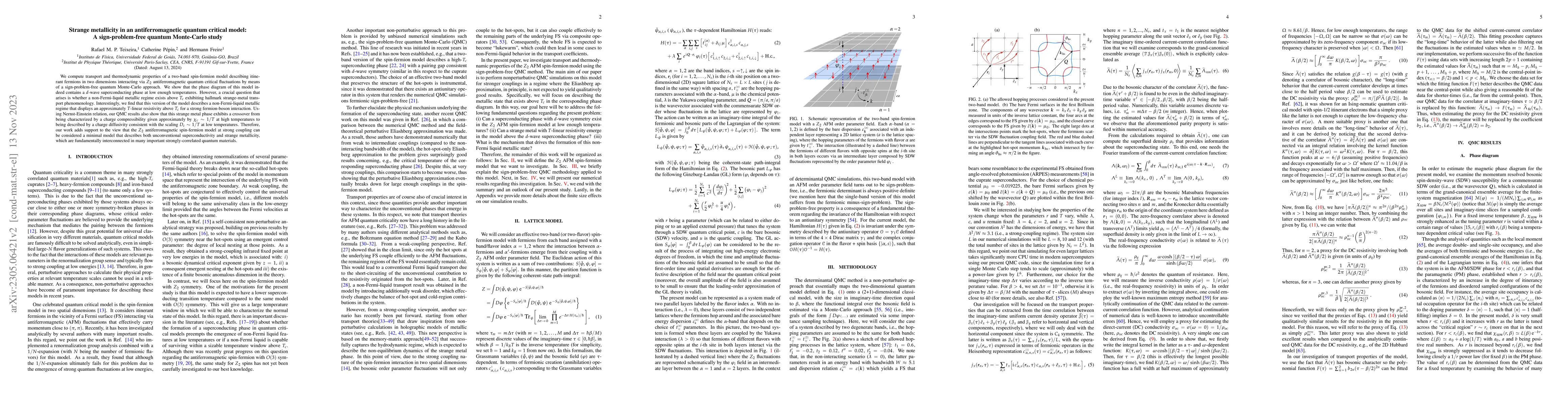 Thumbnail for Strange metallicity in an antiferromagnetic quantum critical model: A
  sign-problem-free quantum Monte-Carlo study