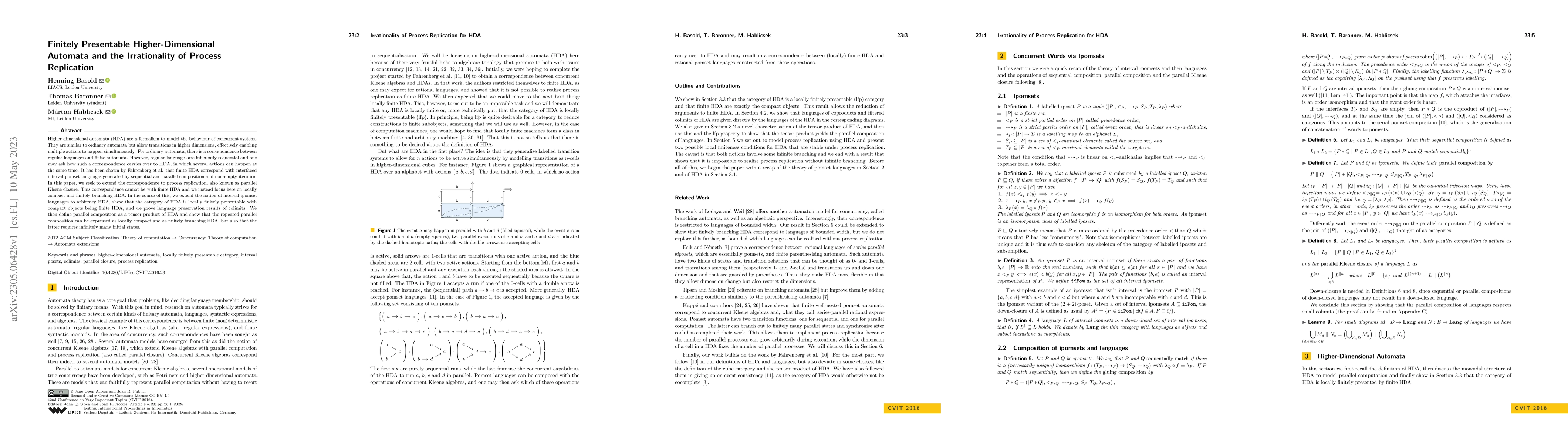 Thumbnail for Finitely Presentable Higher-Dimensional Automata and the Irrationality
  of Process Replication
