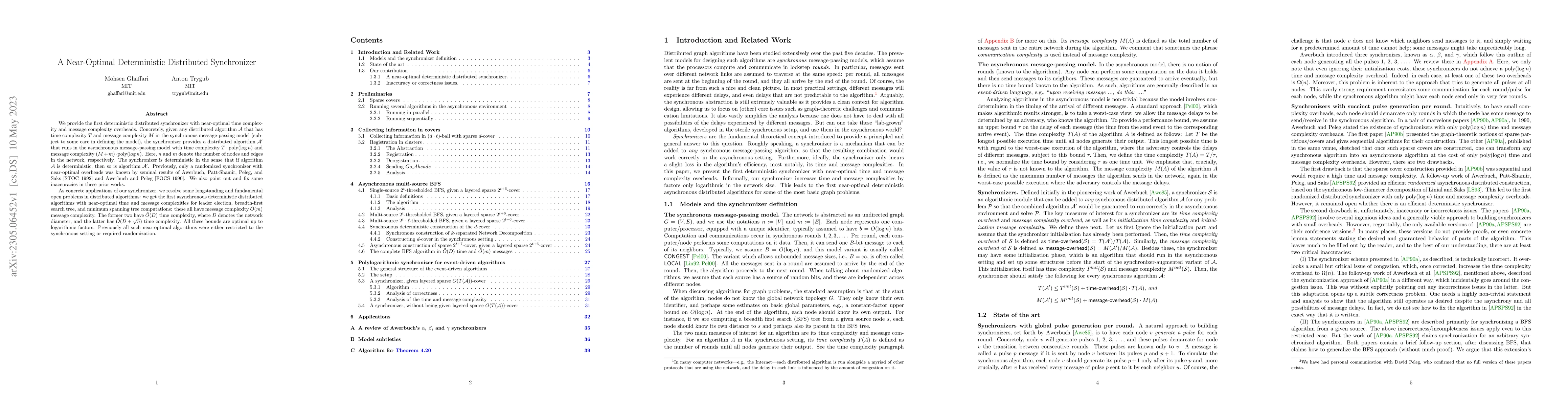 Thumbnail for A Near-Optimal Deterministic Distributed Synchronizer