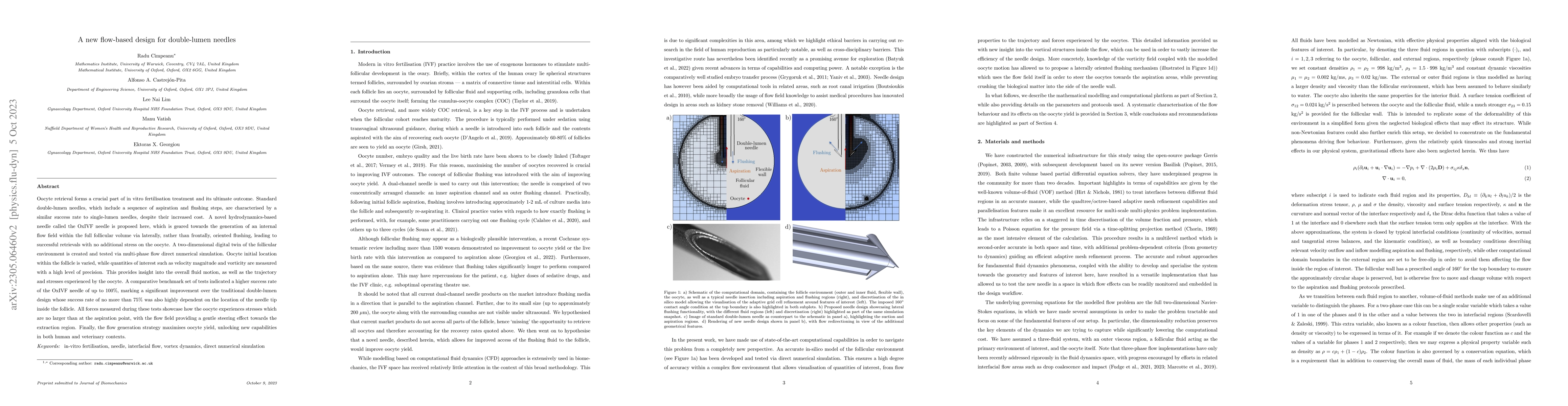 Thumbnail for A new flow-based design for double-lumen needles