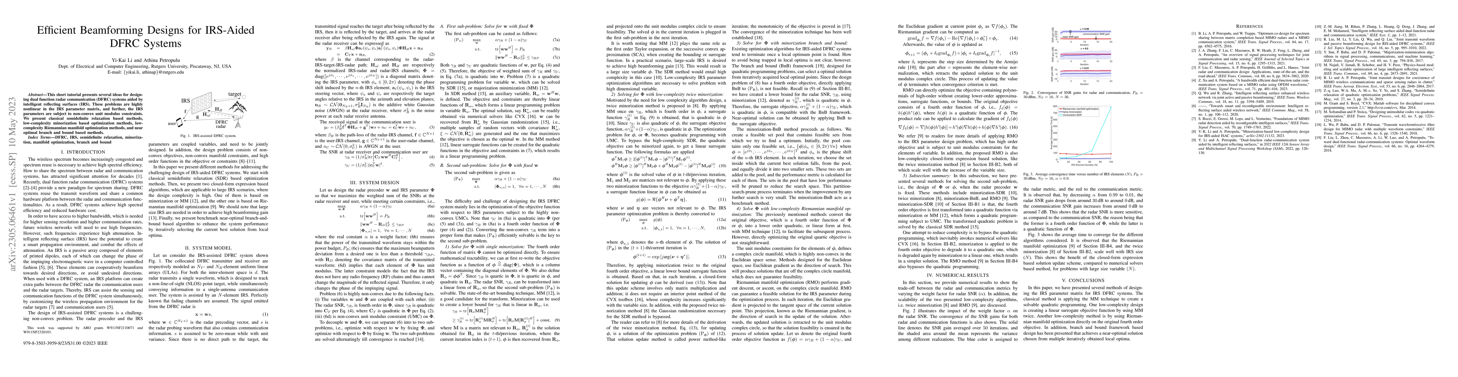 Thumbnail for Efficient Beamforming Designs for IRS-Aided DFRC Systems