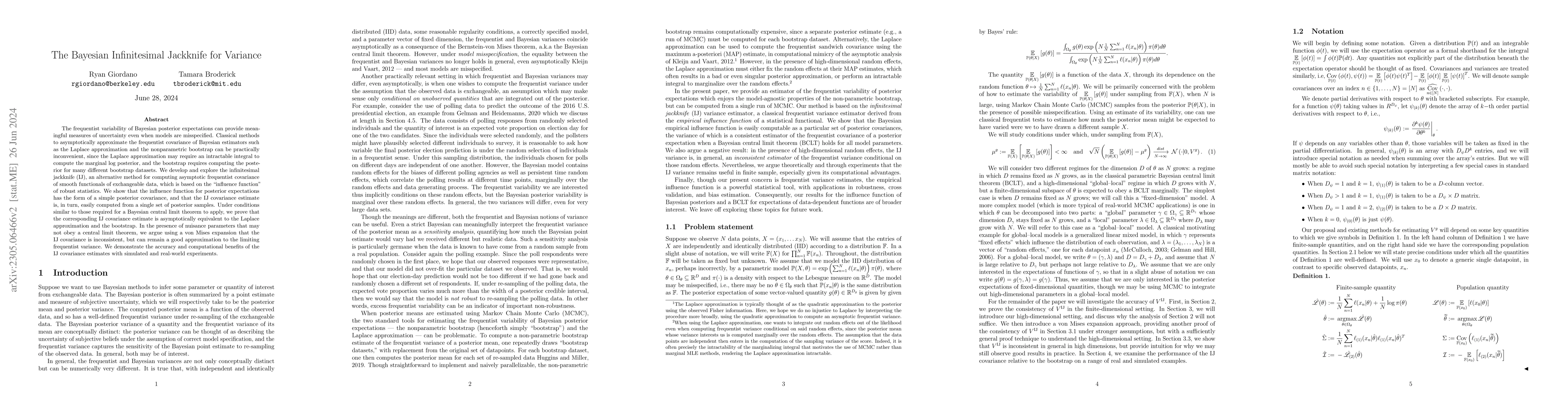 Thumbnail for The Bayesian Infinitesimal Jackknife for Variance