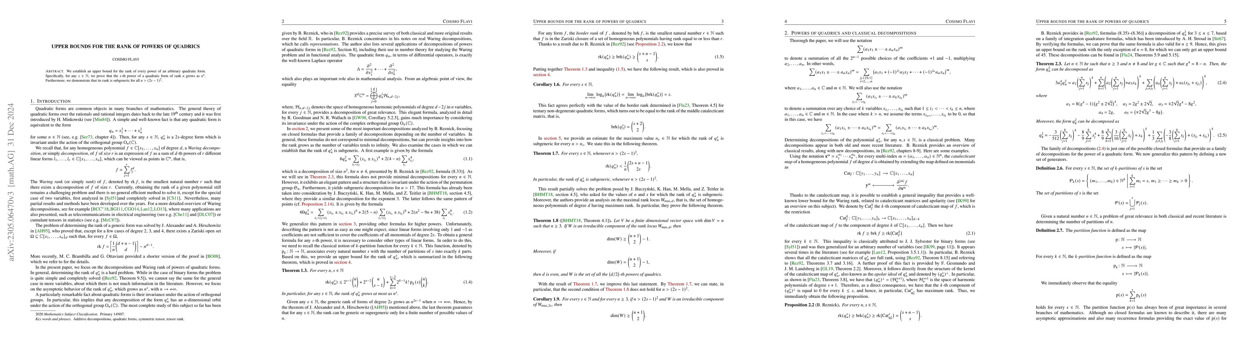 Thumbnail for Upper bounds for the rank of powers of quadrics