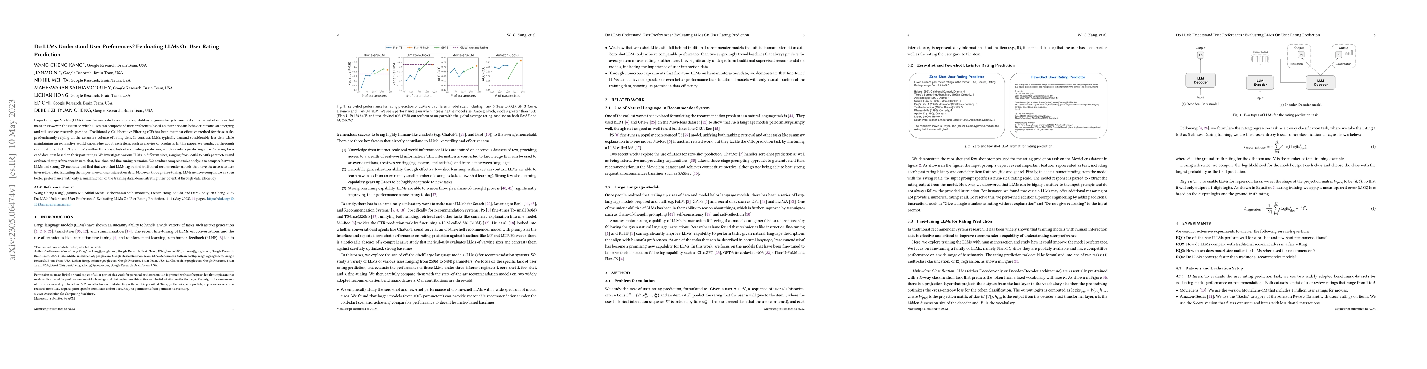 Thumbnail for Do LLMs Understand User Preferences? Evaluating LLMs On User Rating
  Prediction