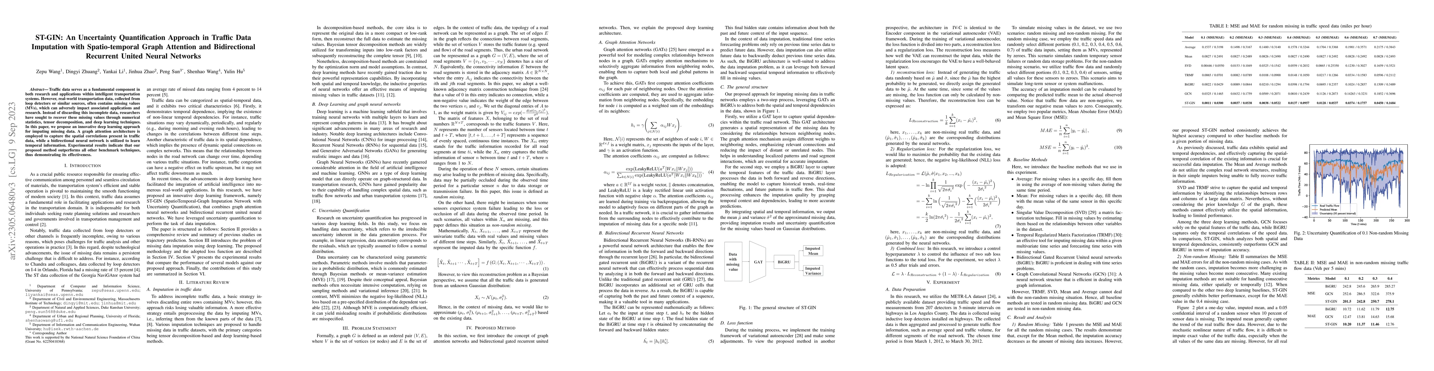 Thumbnail for ST-GIN: An Uncertainty Quantification Approach in Traffic Data
  Imputation with Spatio-temporal Graph Attention and Bidirectional Recurrent
  United Neural Networks
