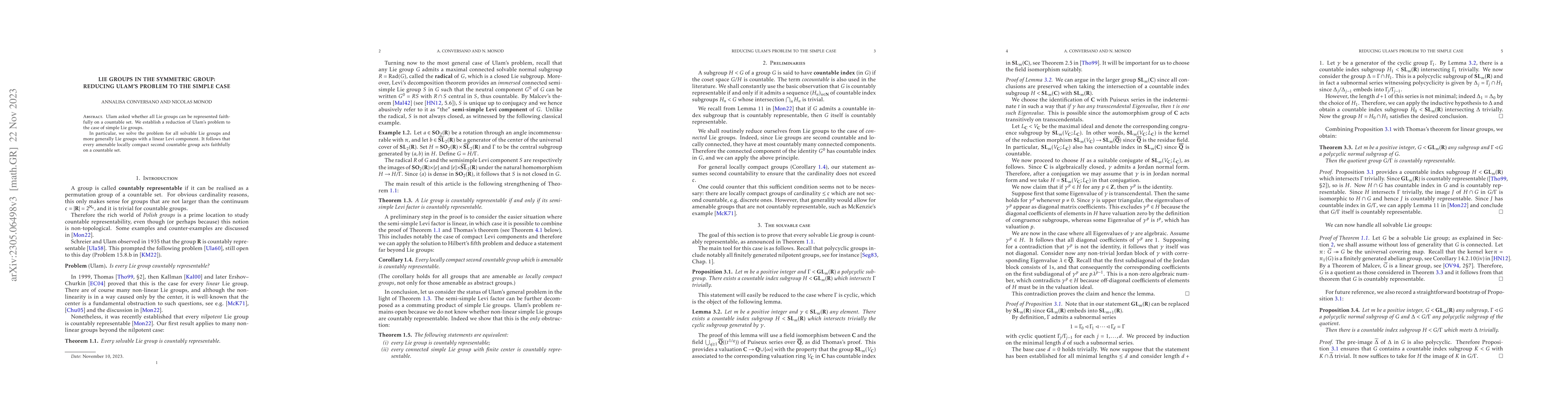 Thumbnail for Lie groups in the symmetric group: reducing Ulam's problem to the simple
  case