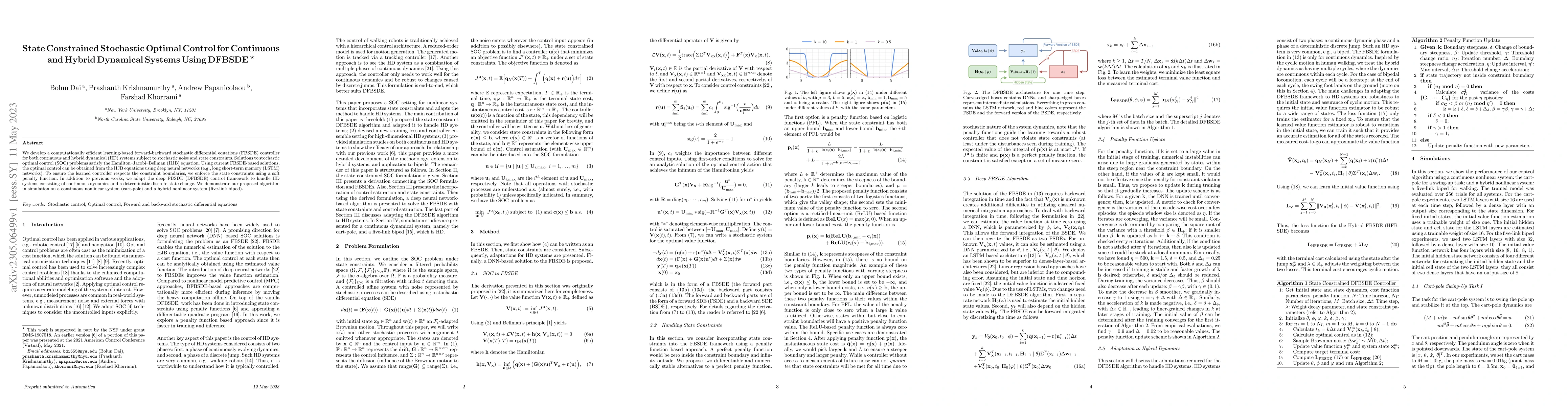 Thumbnail for State Constrained Stochastic Optimal Control for Continuous and Hybrid
  Dynamical Systems Using DFBSDE