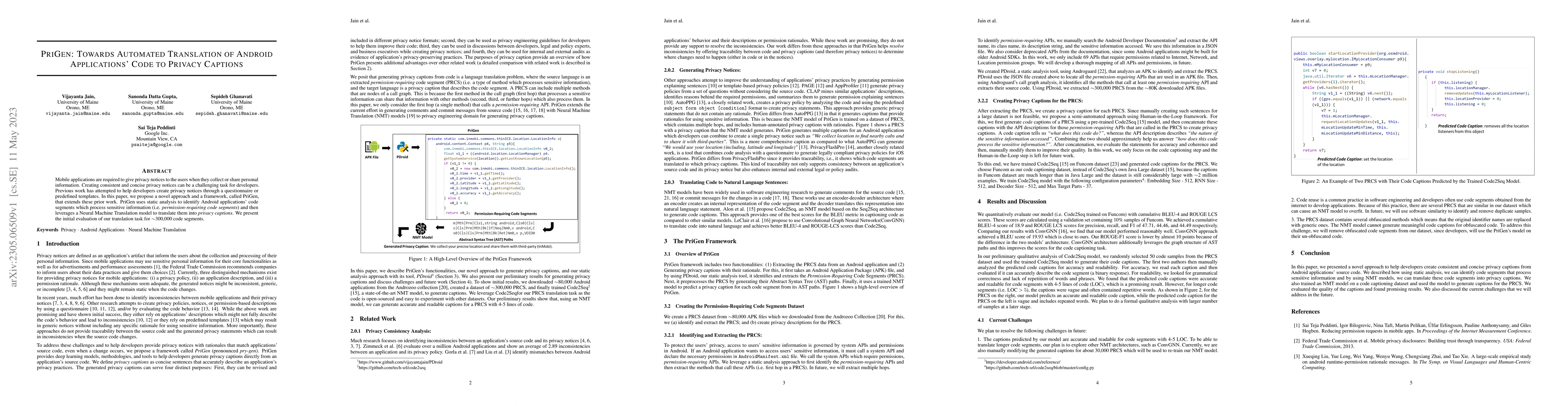 Thumbnail for PriGen: Towards Automated Translation of Android Applications' Code to
  Privacy Captions