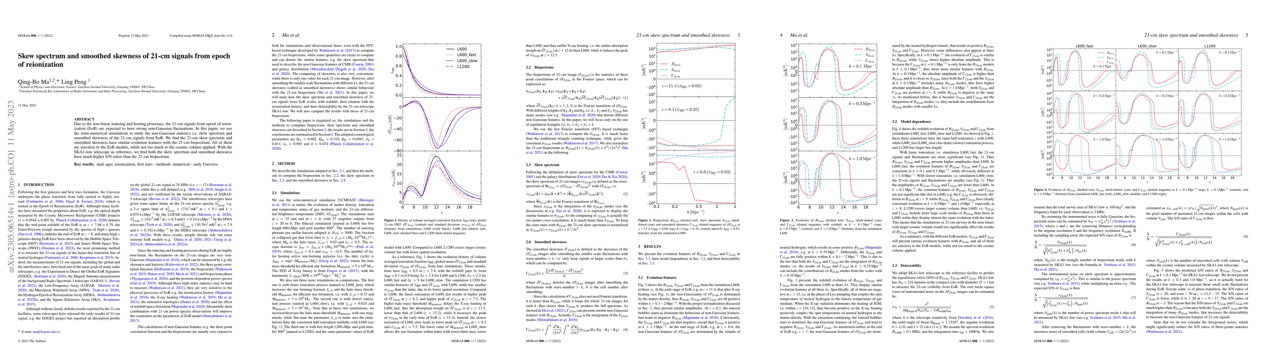 Thumbnail for Skew spectrum and smoothed skewness of 21-cm signals from epoch of
  reionization