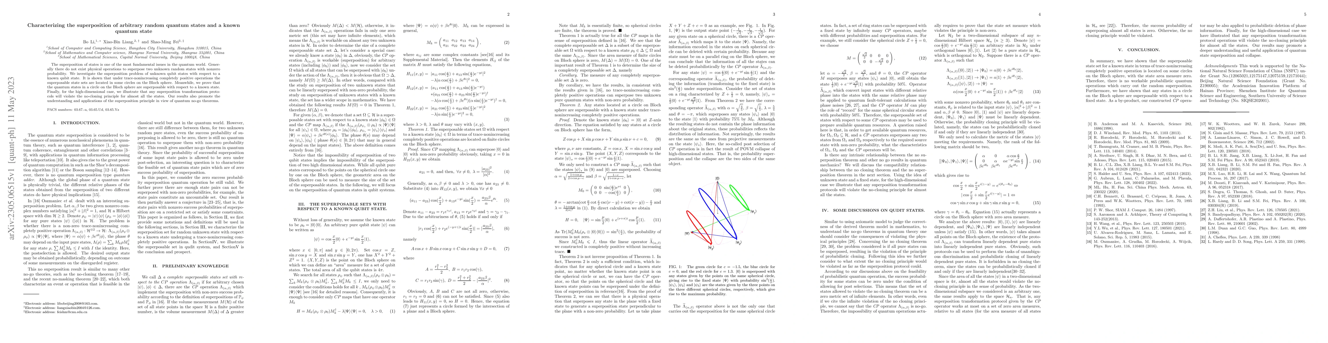 Thumbnail for Characterizing the superposition of arbitrary random quantum states and
  a known quantum state